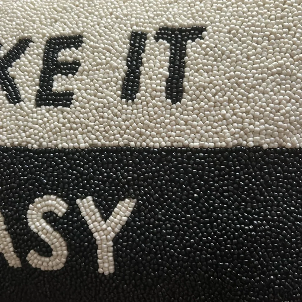 Kate Spade x Target Beaded Lumbar Throw Pillow Black/White Take it Easy NWT